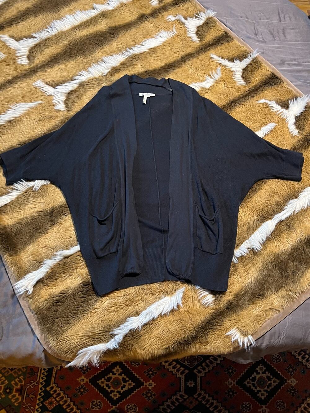 BCB Generation Black Open Front Cardigan Sweater Womens Size Small S Pockets